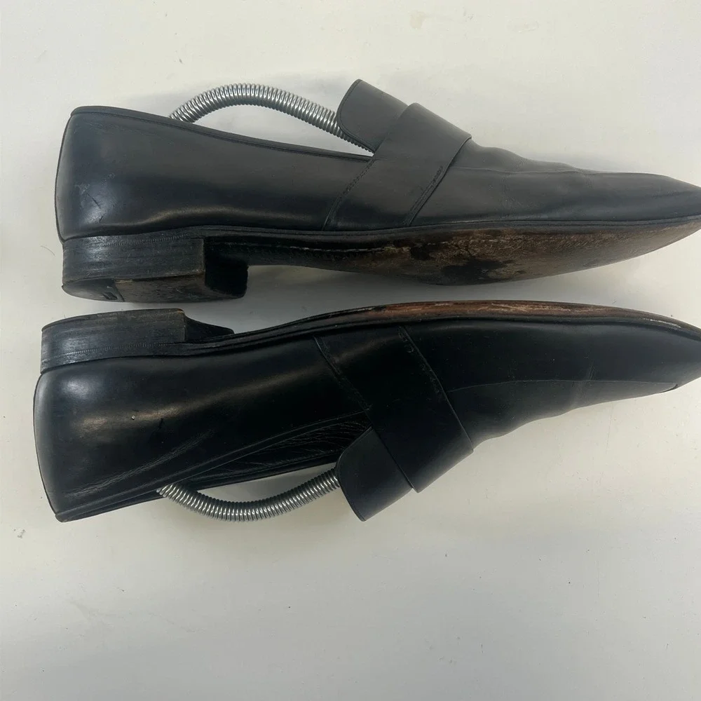 Gravati Mens Black Leather Penny Loafers Italy Almond Toe Dress Shoes Size 11 M